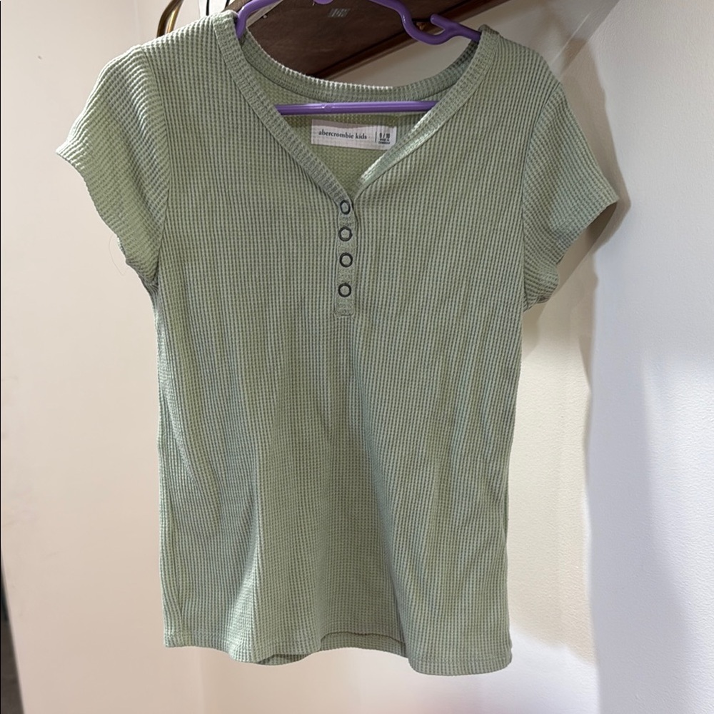Girls 9/10 Abercrombie & Fitch Sage Ribbed Henley Top